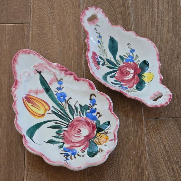 Vintage Other - Vintage Trinket Bowls Serving Dish Ceramic Italian Pottery Renaissance Nove Rose